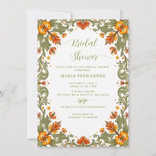 Mexican Fiesta Green Talavera Bridal Shower Invitation