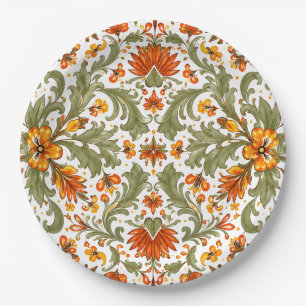 Mexican Fiesta Green Talavera  Paper Plate