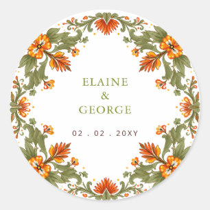 Mexican Fiesta Green Talavera Wedding Classic Round Sticker