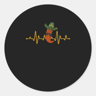 Mexican Fiesta Heartbeat Chilli Sombrero Cinco Classic Round Sticker