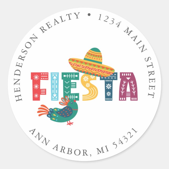 Mexican Fiesta Invitation Return Address Label (Front)