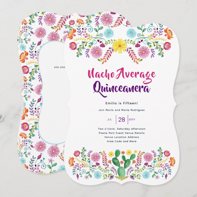 Mexican FIESTA Invitations FolkArt NACHO AVERAGE (Front/Back)