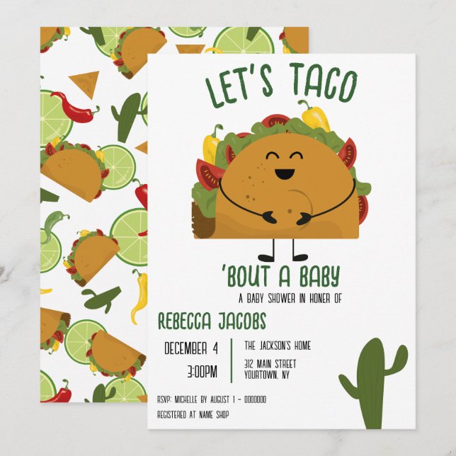Mexican fiesta let's taco Baby Shower Invitation (Front/Back)
