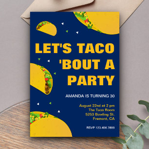 Mexican Fiesta   Let's Taco 'Bout a Party Birthday Invitation