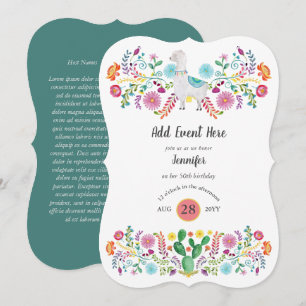 Mexican Fiesta Llama Folk Flowers Cacti ANY EVENT  Invitation