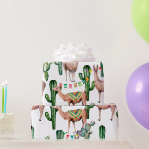 Mexican Fiesta Llama Pattern Wrapping Paper