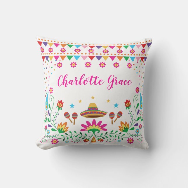 Mexican Fiesta / Mexican Floral Senorita Nursery Cushion (Front)