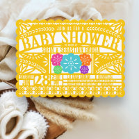 Mexican Fiesta Papel Picado Flag GOLD Baby Shower
