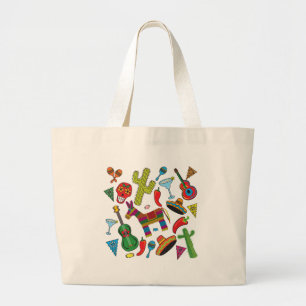 Mexican Fiesta Party Images Large Tote Bag