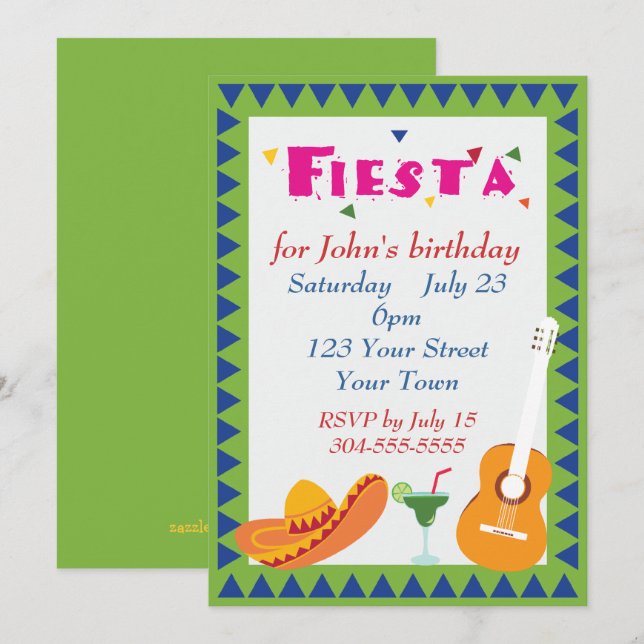 Mexican Fiesta Party Invitation (Front/Back)