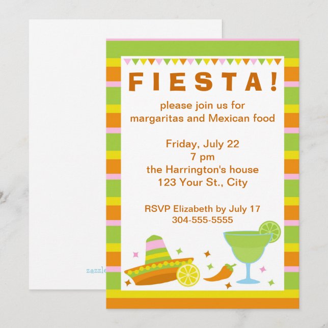 Mexican Fiesta Party Invitation (Front/Back)