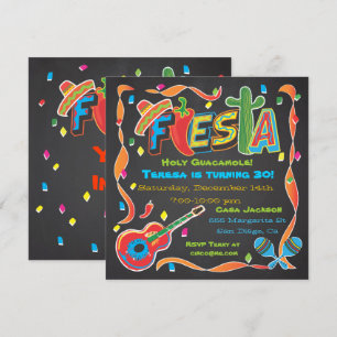 Mexican Fiesta Party Invitation on blackboard