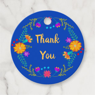 Mexican Fiesta Party Royal Blue Thank You Favour Tags