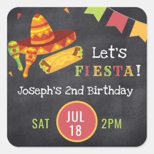 Mexican Fiesta Party Save the Date Square Sticker
