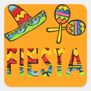 Mexican Fiesta Party Sombrero Maraca Stickers