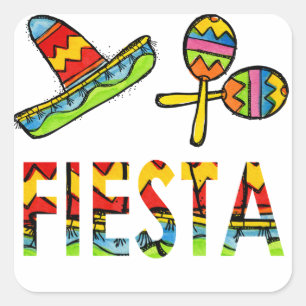 Mexican Fiesta Party Sombrero Maraca Stickers