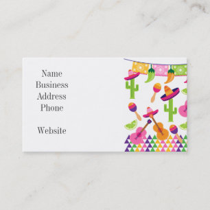 Mexican Fiesta Party Sombrero Saguaro Lime Peppers Business Card