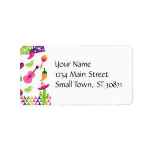 Mexican Fiesta Party Sombrero Saguaro Lime Peppers Label