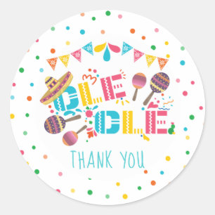 Mexican Fiesta Personalised Birthday Thank you Classic Round Sticker