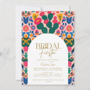 Mexican Fiesta Pink Floral Bridal Fiesta Shower Invitation