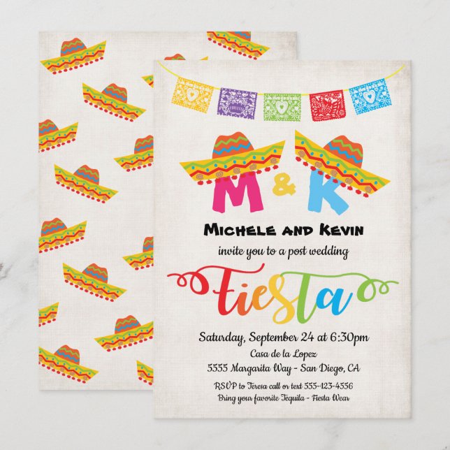 Mexican Fiesta Post Wedding Fiesta Invitation (Front/Back)