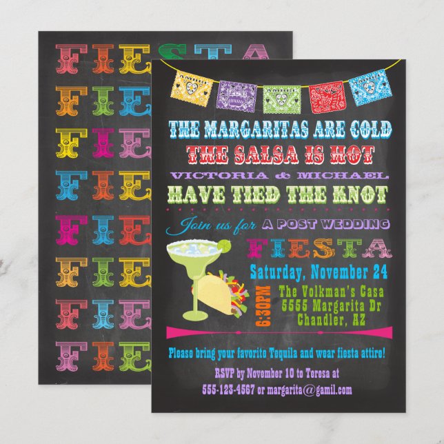 Mexican Fiesta Post Wedding Invitation (Front/Back)