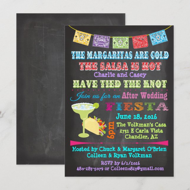 Mexican Fiesta Post Wedding Invitation (Front/Back)