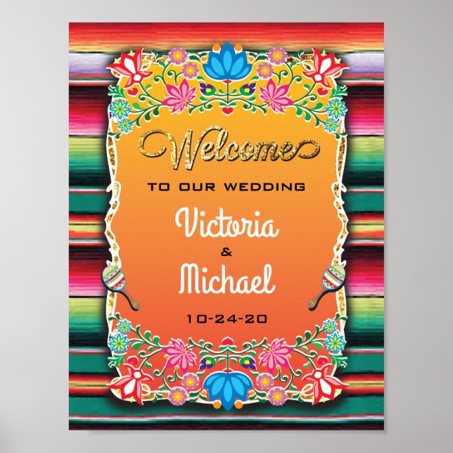 Mexican Fiesta Reception Wedding Sign (Front)