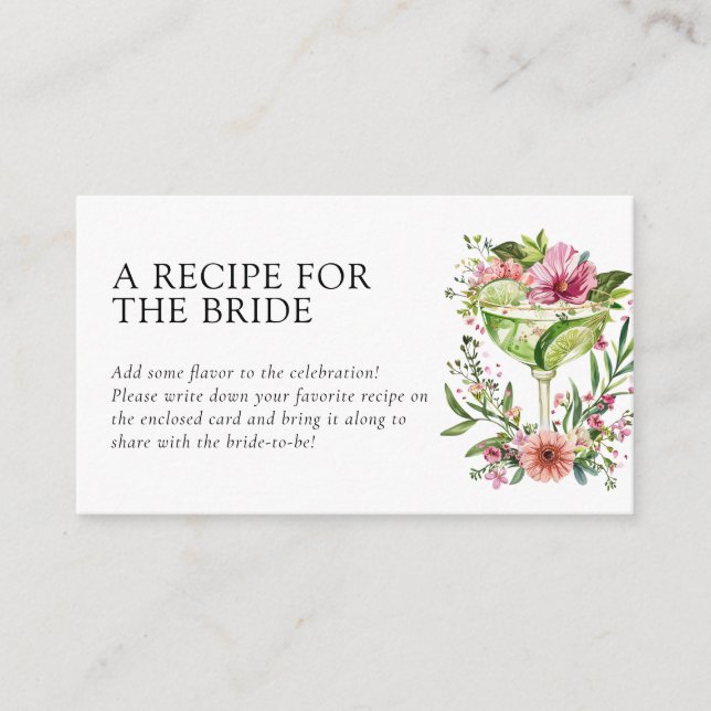 Mexican Fiesta Recipe Request Bridal Shower  Enclosure Card (Front)