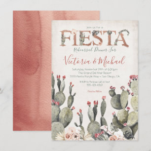 Mexican Fiesta Rehearsal Dinner Cactus Floral Invitation