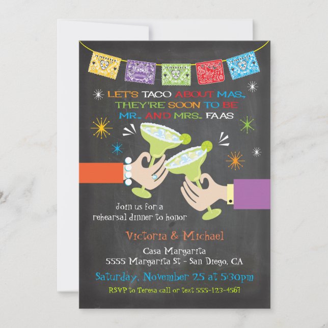 Mexican Fiesta Rehearsal Dinner CUSTOM Invitation (Front)