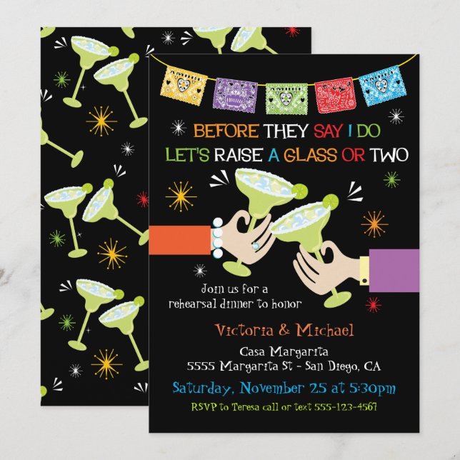 Mexican Fiesta Rehearsal Dinner Invitation (Front/Back)