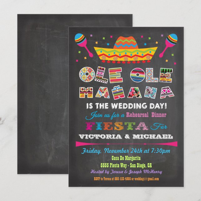 Mexican Fiesta Rehearsal Dinner Invitations (Front/Back)