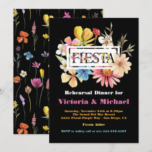 Mexican Fiesta Rehearsal Dinner Pressed Flowers Invitation