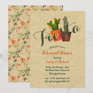 Mexican Fiesta Rehearsal Dinner Rustic Cacti Invitation