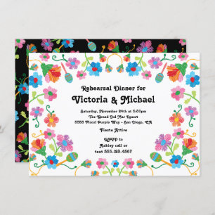 Mexican Fiesta Rehearsal Dinner with embroidery Invitation