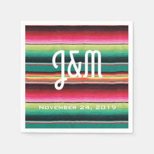 Mexican Fiesta rug with initails Wedding napkins