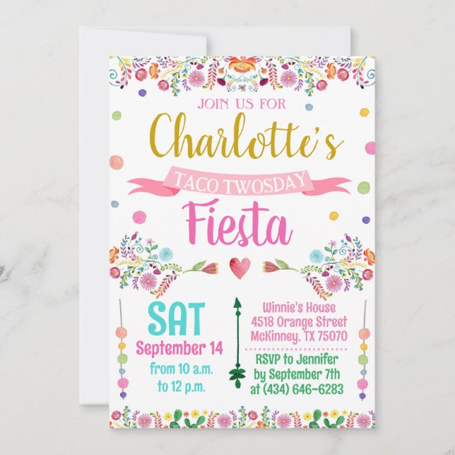 Mexican Fiesta Siesta Birthday Party Invitation  (Front)