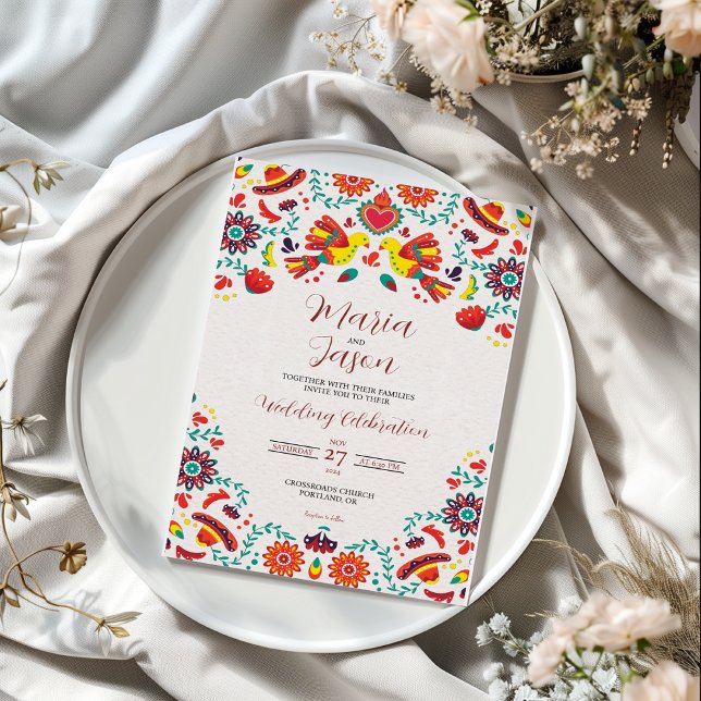 Mexican Fiesta Sombrero Folk Art Wedding Invitation (Mexican Fiesta Sombrero Folk Art Wedding Invitation)