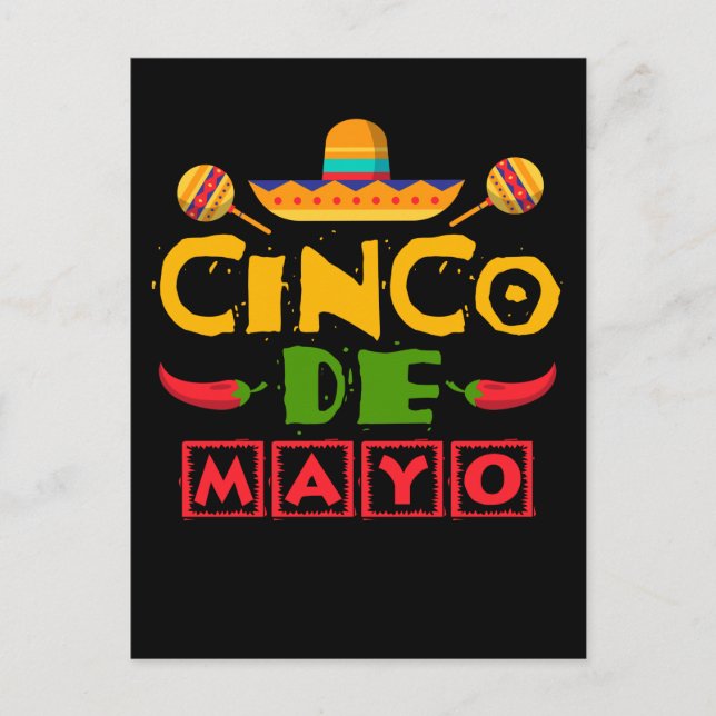 Mexican Fiesta Sombrero Happy Cinco De Mayo Postcard (Front)
