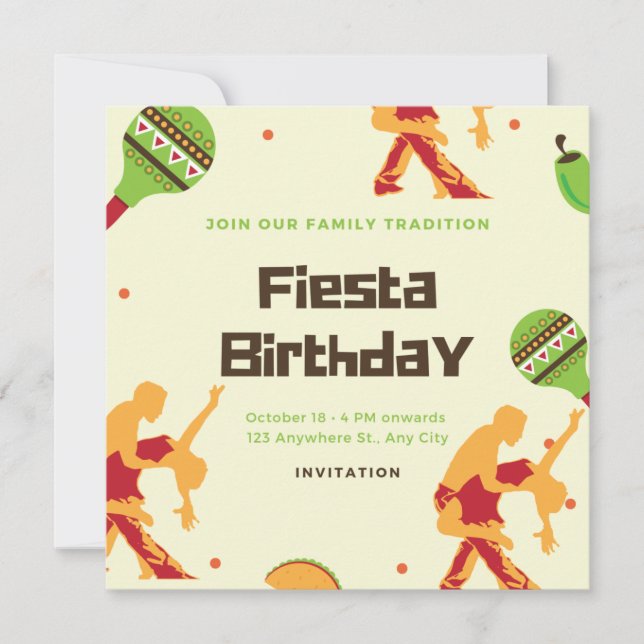 Mexican Fiesta Spanish Dance Couple Birthday Invitation (Front)