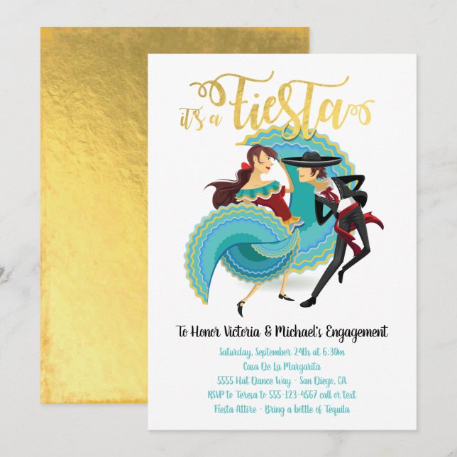 Mexican Fiesta Spanish Dancers Invitation (Front/Back)
