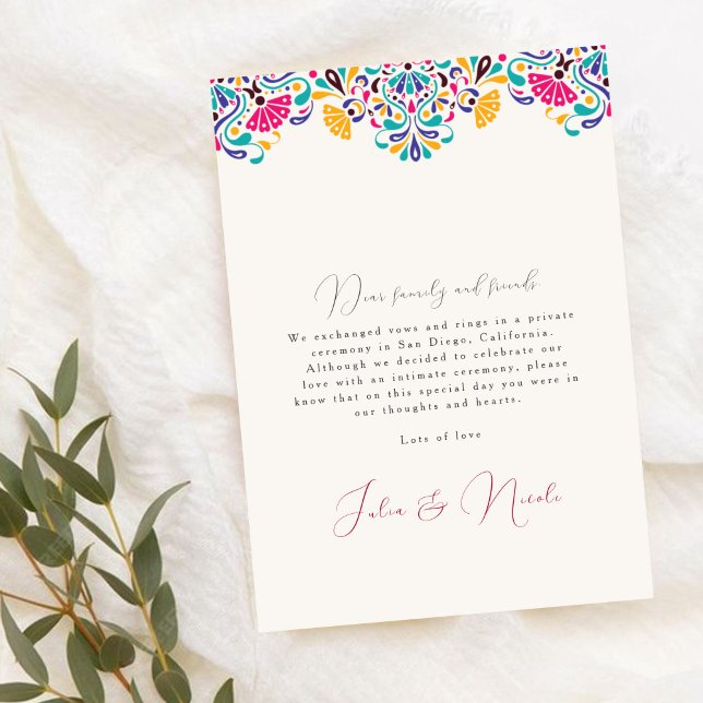 Mexican Fiesta Style Rainbow Wedding Announcement (Creator Uploaded)