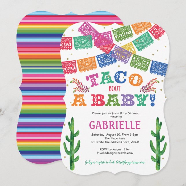 Mexican, Fiesta, Taco Bout a Baby, Baby Shower Invitation (Front/Back)