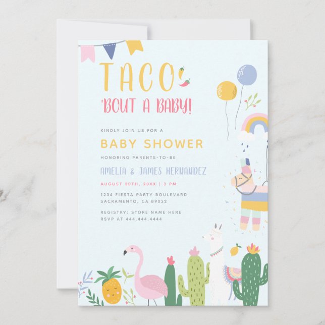 Mexican Fiesta Taco Bout A Baby Couple's Shower Invitation (Front)