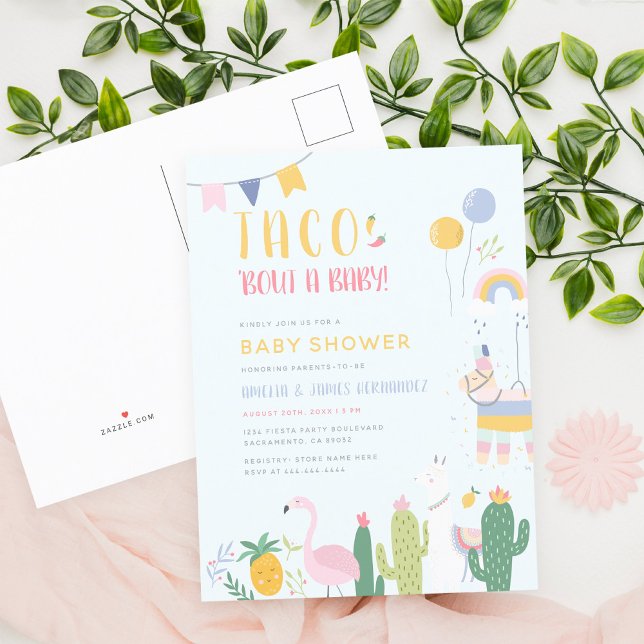 Mexican Fiesta Taco Bout A Baby Couple's Shower Invitation Postcard (Creator Uploaded)