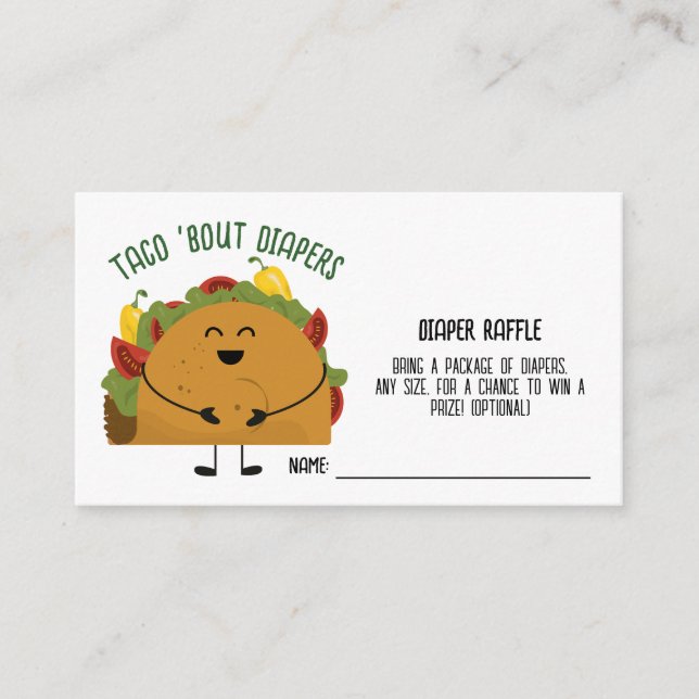 Mexican fiesta taco 'bout diapers Diaper Raffle Enclosure Card (Front)