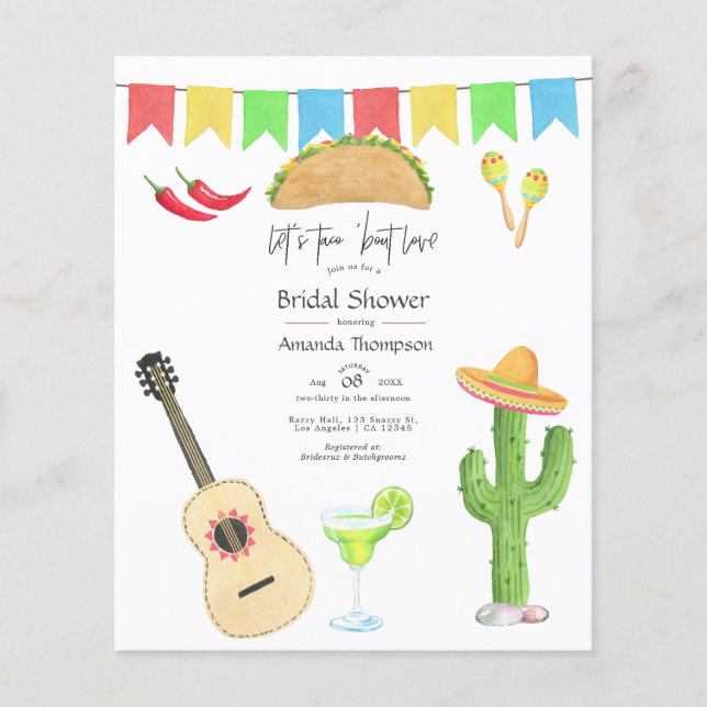 Mexican Fiesta Taco 'bout Love Bridal Shower Flyer (Front)