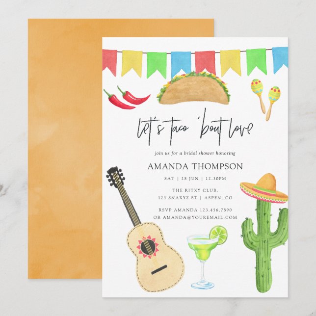 Mexican Fiesta Taco 'bout Love Bridal Shower Invitation (Front/Back)
