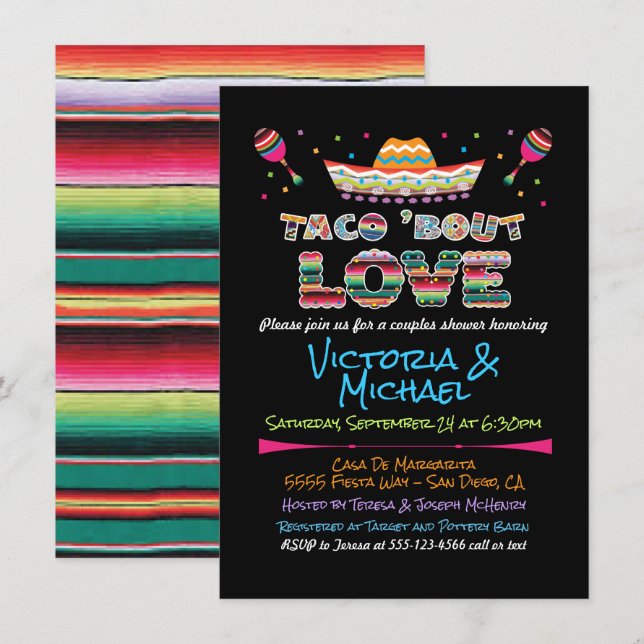 Mexican Fiesta taco bout love couples shower Invit Invitation (Front/Back)